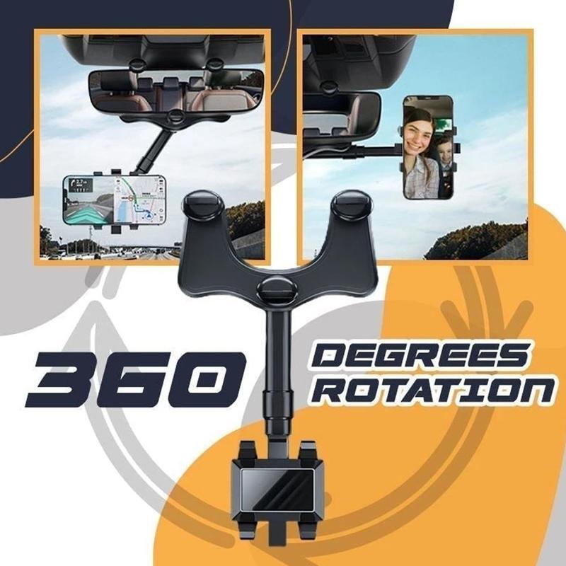 Universele Telefoonhouder voor Achteruitkijkspiegel - 360° Draaibaar - Handsfree Navigatie - Auto Accessoire