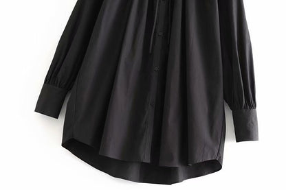 Dames Blouse Oversized met Strikkoord Elegante Stijl