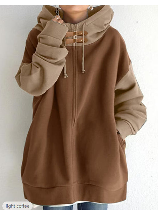 Dames Oversized Hoodie Sage Groen Rits Vest - StudioMarella