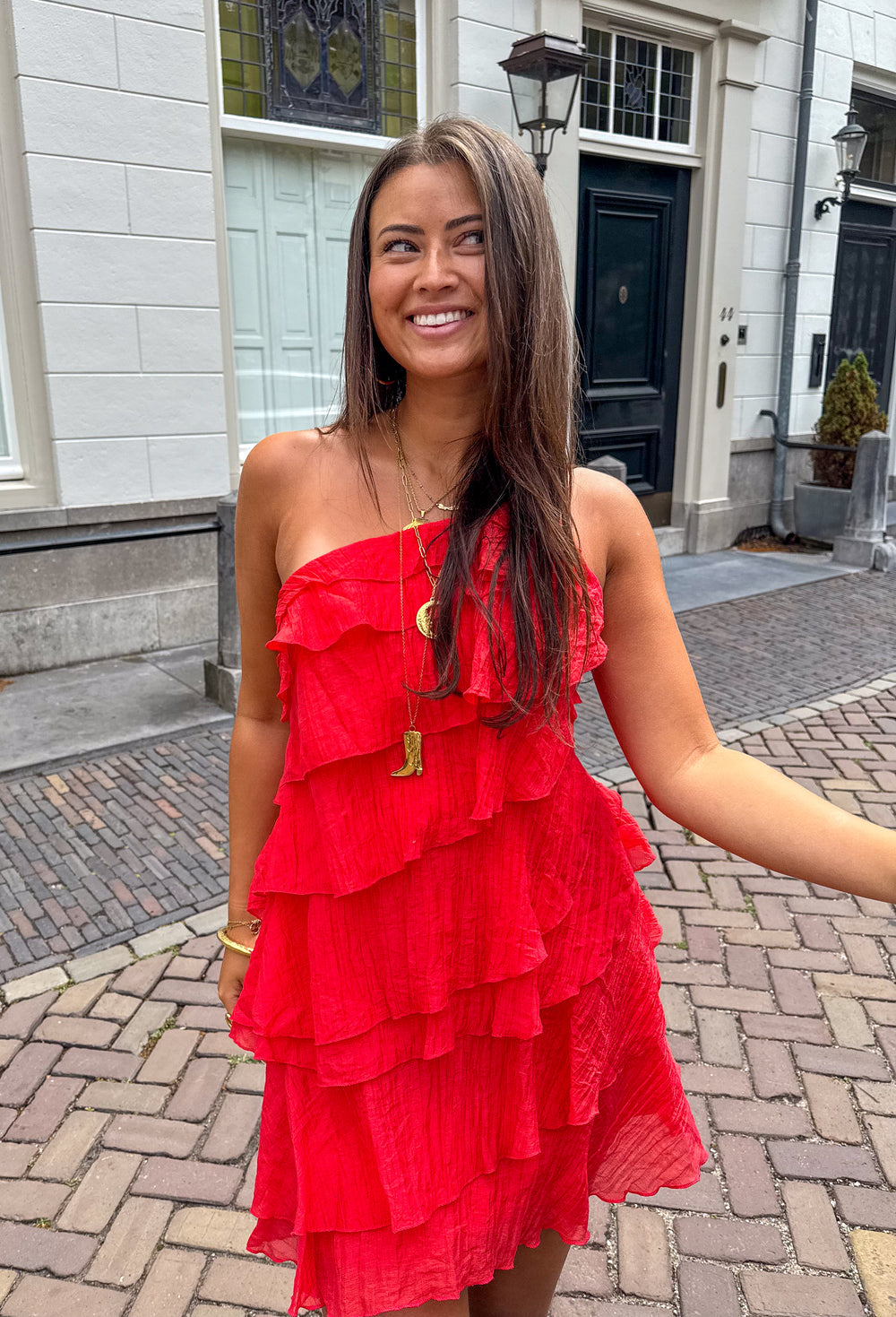 Zomerjurk Dames Asymmetrisch Ruches Korte Jurk Casual