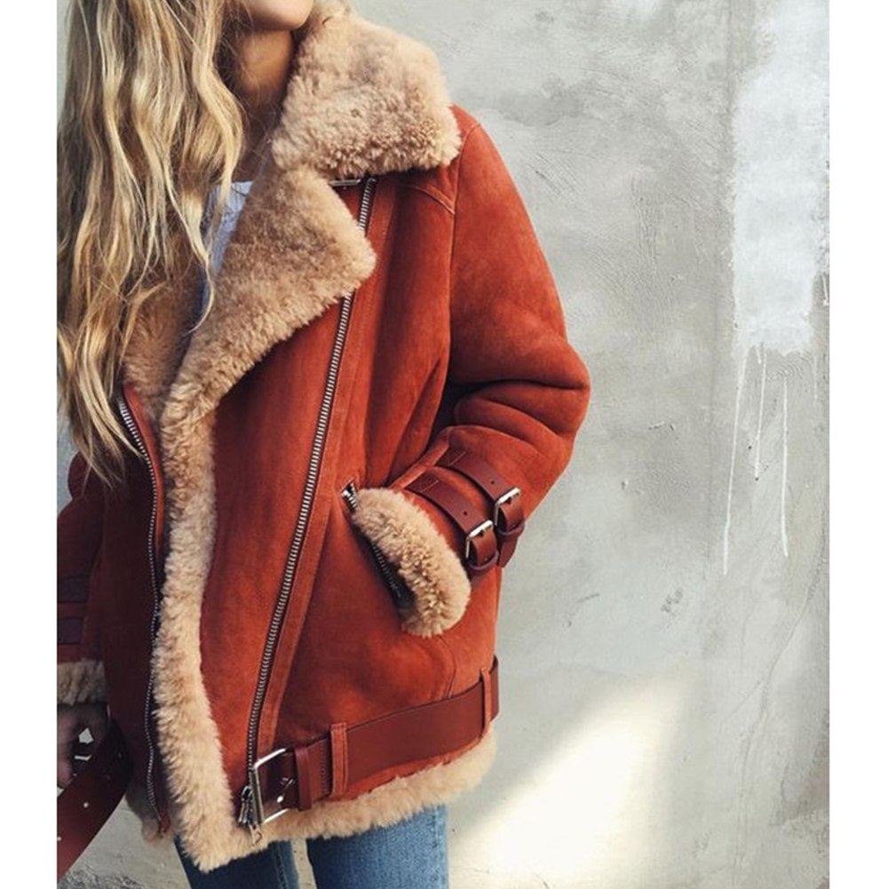 Dames Aviator Jas Bontgevoerd Warm Shearling