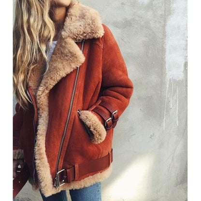 Dames Aviator Jas Bontgevoerd Warm Shearling