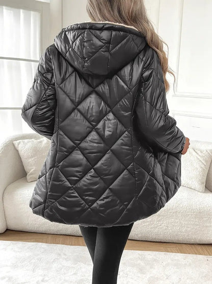 Dames Gewatteerde Jas Warm Quilted met Capuchon