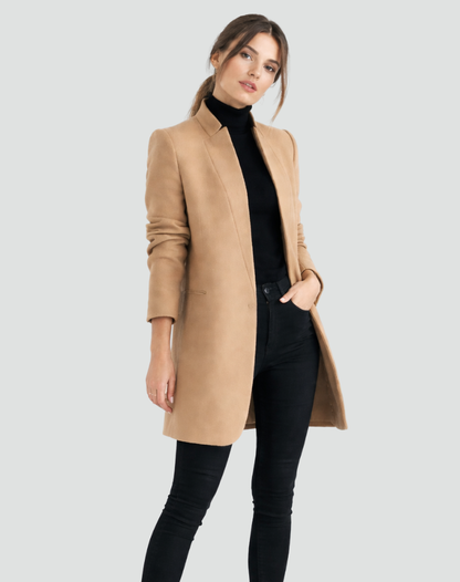 Damesjas Wollen Klassieke Ronde Hals Regular Fit
