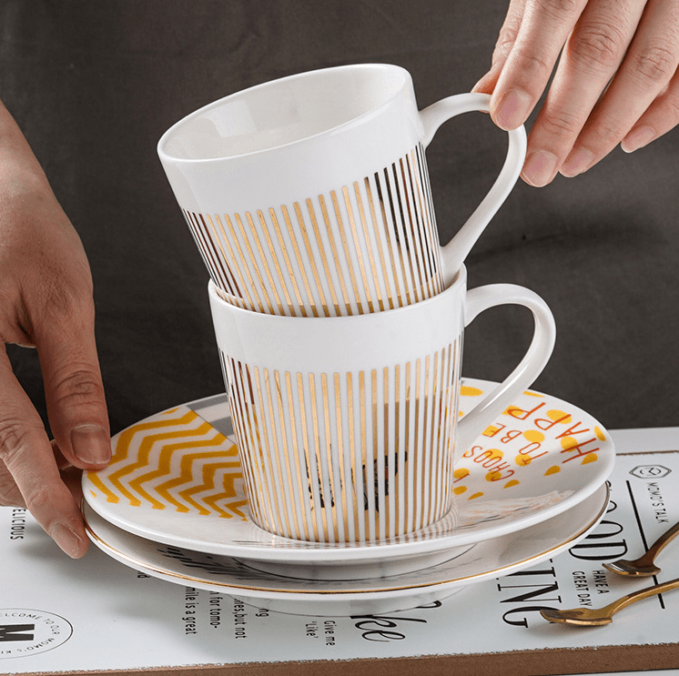 Koffiekop Met Spiegel Reflectie Schotel Keramiek Design Set