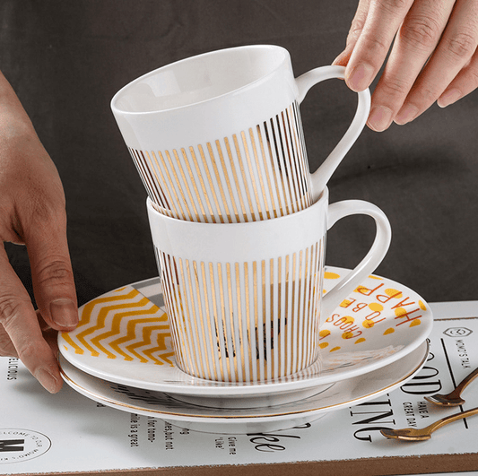 Koffiekop Met Spiegel Reflectie Schotel Keramiek Design Set