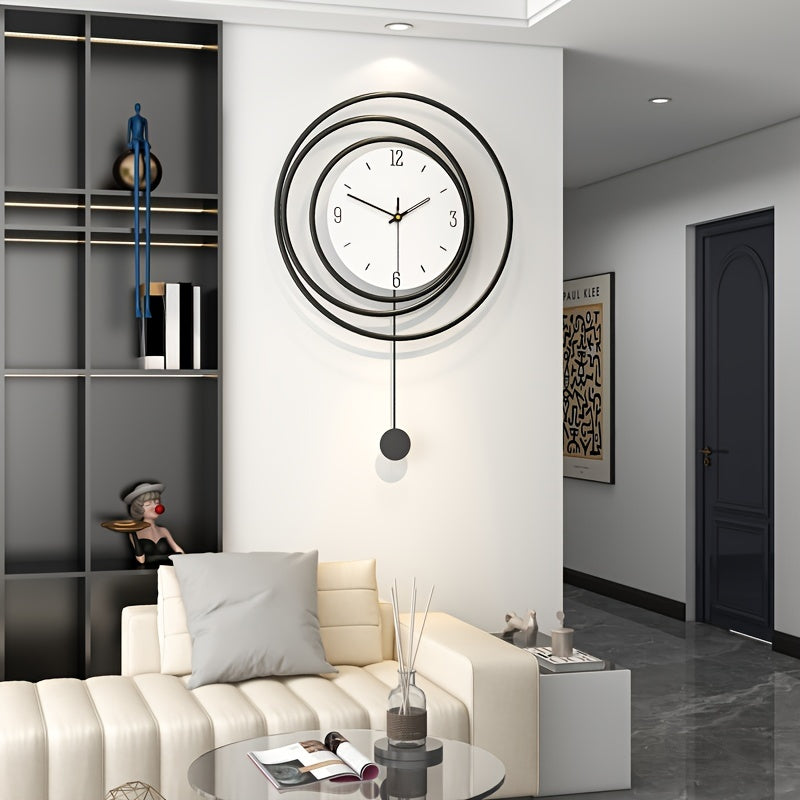 Metalen Wandklok Modern Minimalistisch – 72 cm hoog en 45 cm breed met Stil Uurwerk – Zwarte Muurdecoratie voor Woonkamer Kantoor