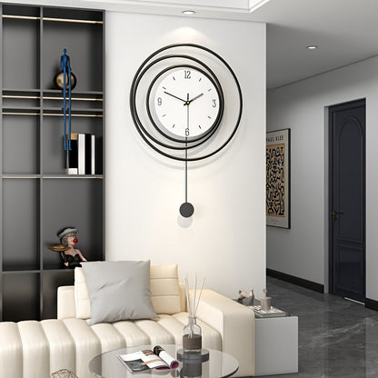 Metalen Wandklok Modern Minimalistisch – 72 cm hoog en 45 cm breed met Stil Uurwerk – Zwarte Muurdecoratie voor Woonkamer Kantoor