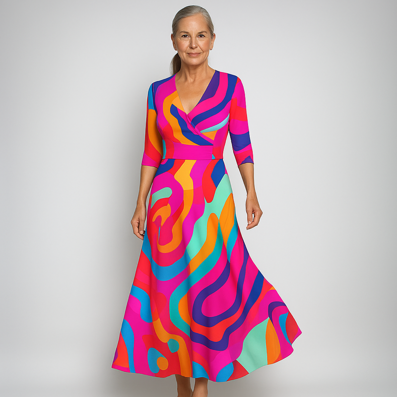 Dames Omslagjurk Bloemenprint Elegant Model