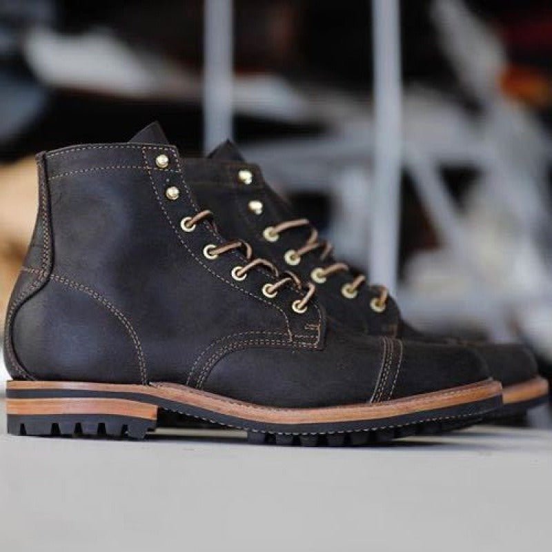 Heren Enkelhoog Veterschoenen met Stevige Gripzool - StudioMarella