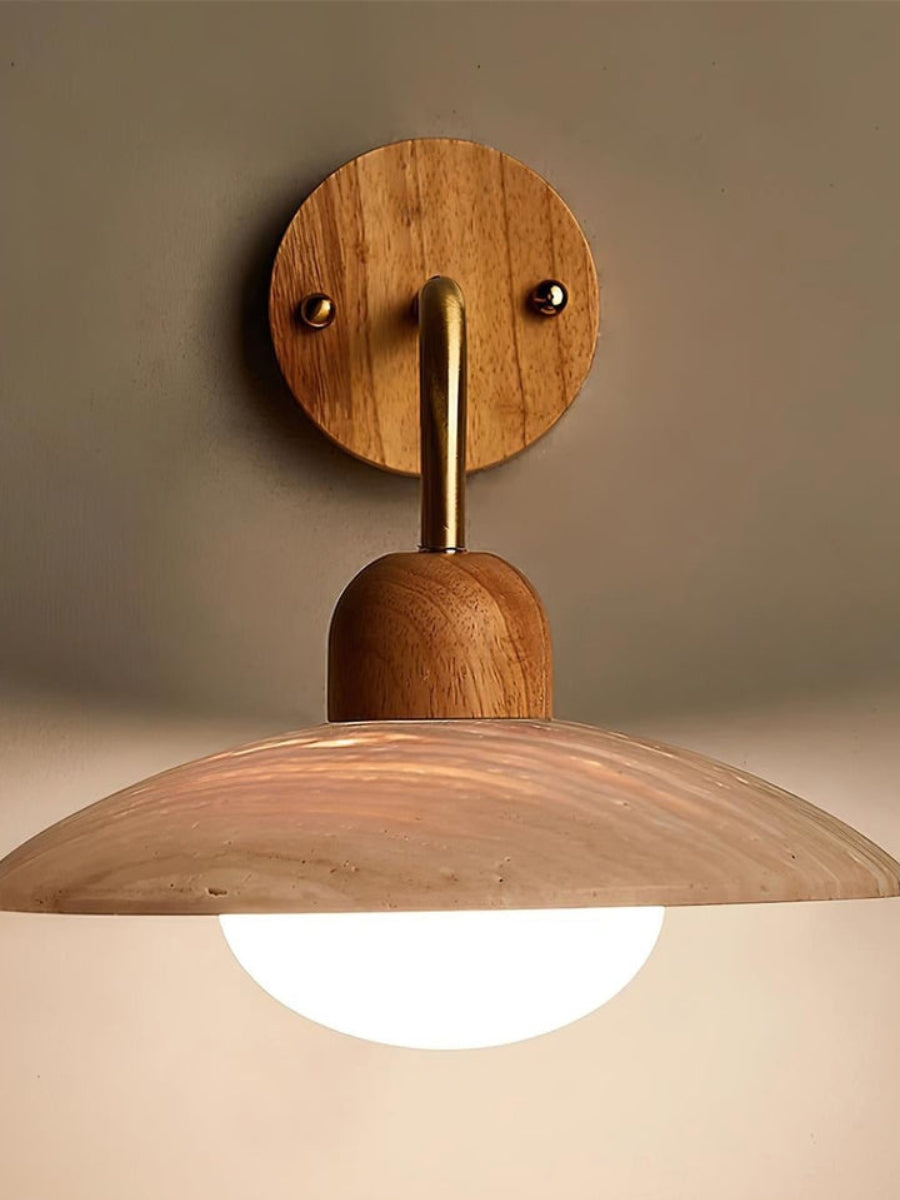 Travertijn Wandlamp Minimalistische Schijf Design Natuursteen Verlichting voor Woonkamer Slaapkamer Gang Moderne Interieur Wandverlichting met Warm Licht
