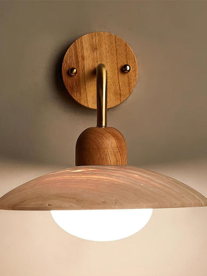 Travertijn Wandlamp Minimalistische Schijf Design Natuursteen Verlichting voor Woonkamer Slaapkamer Gang Moderne Interieur Wandverlichting met Warm Licht