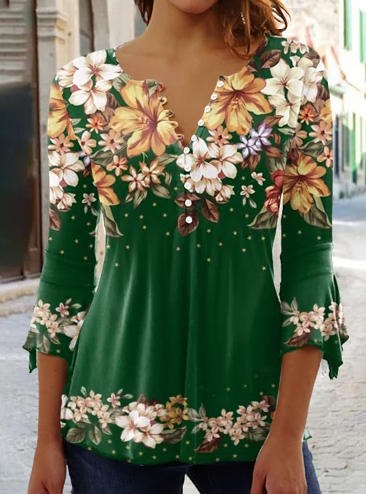 Dames T-shirt V-hals Zomerse Jurkstijl → Dames V-hals T-shirt Zomerse Stijl