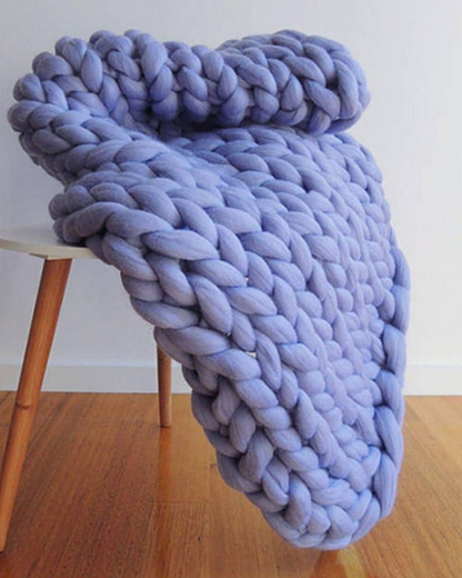 Handgebreid Chunky Plaid – Dik Gebreide Deken in Zachte Chenille voor Bank en Bed
