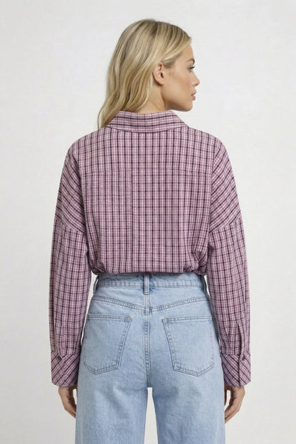 Dames Blouse Geruit met Strikceintuur Trendy Stijl