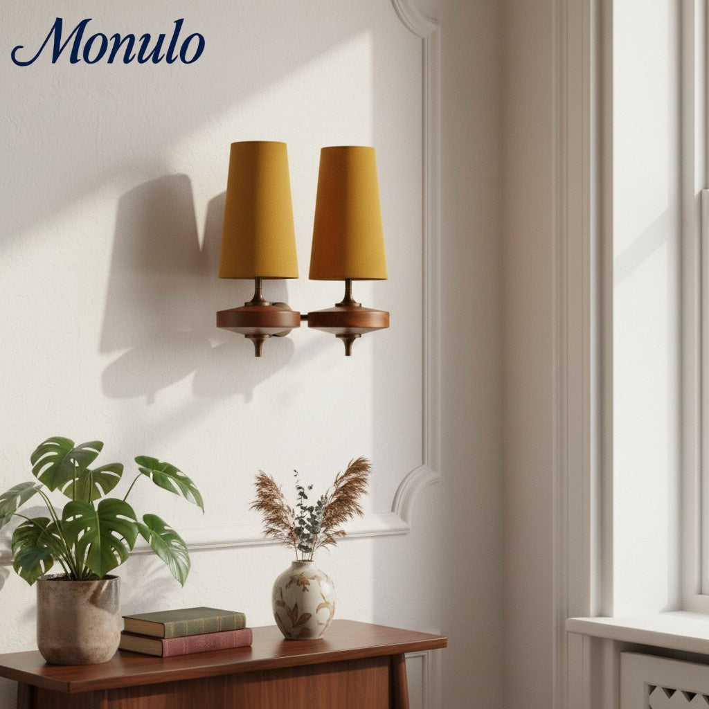 Retro Wandlamp met Stoffen Kap – Vintage Verlichting voor Slaapkamer