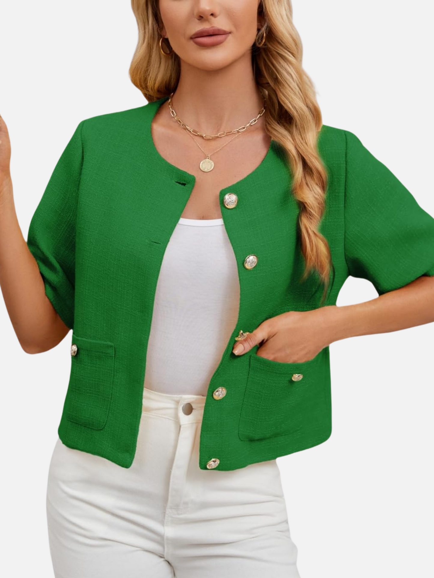 Dames Cropped Jasje Tweed Stijlvol