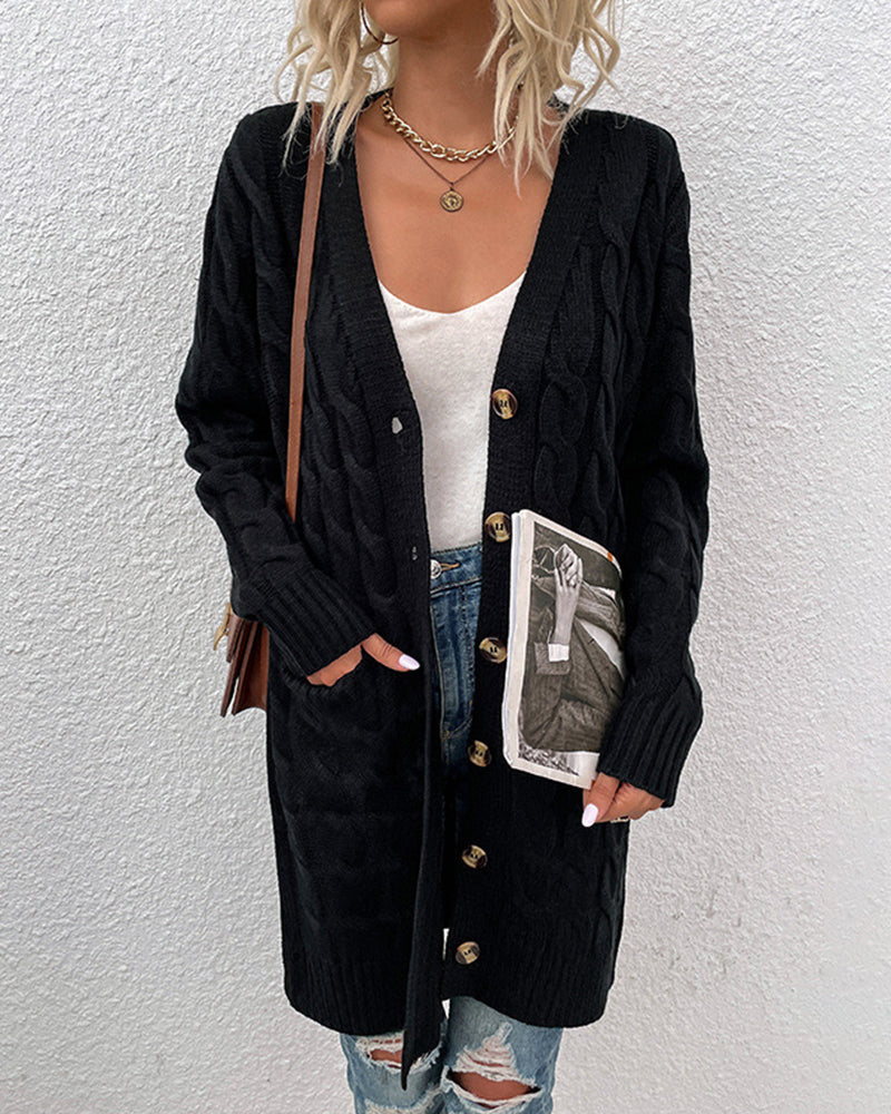 Lange Cardigan Met Lange Mouwen Effen Kleur