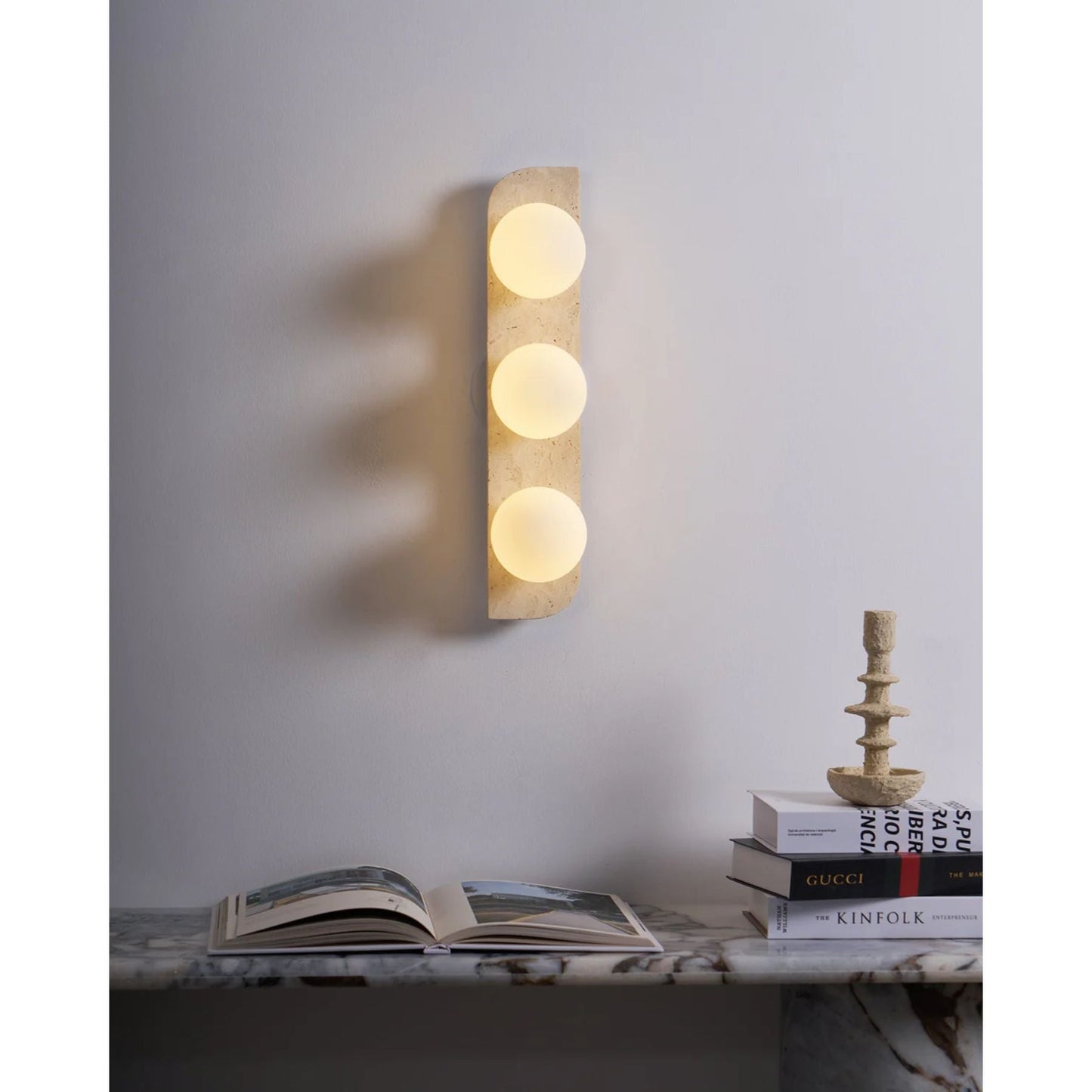 Wandlamp Travertin G9 Glas Hout Beige Woonkamer Hal Badkamer Minimalistische Wandverlichting Sfeerverlichting Natuurlijk Design