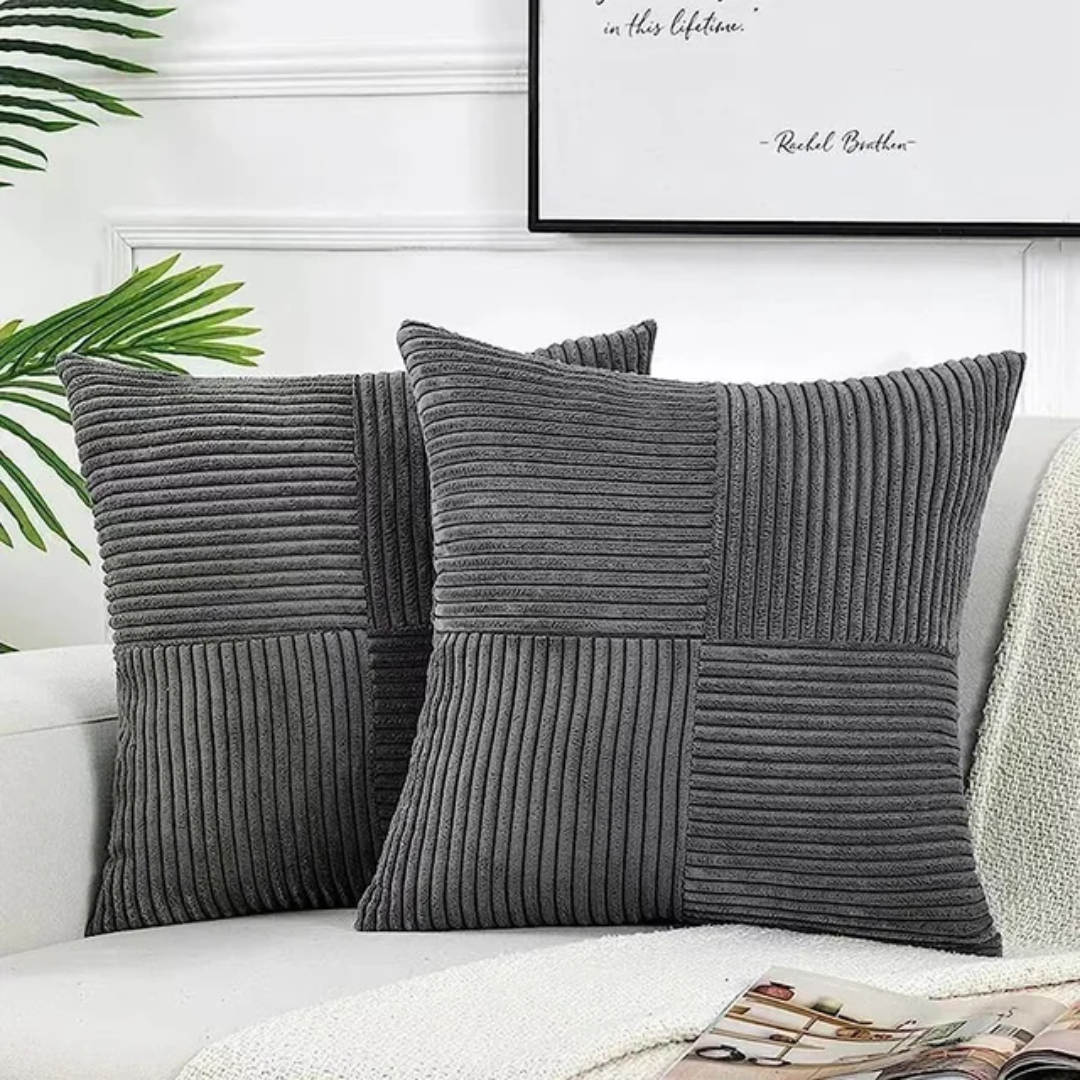 Sierkussen Pluche 45x45cm Geribbeld Met Rits Bank En Bed