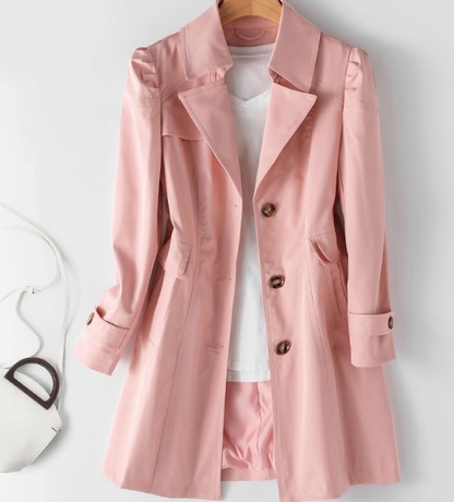 Dames Trenchcoat Klassiek Halflang Met Knopen