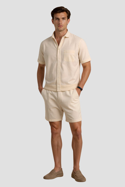 Heren Zomer Shorts Beige Comfortabele Broek Met Koord