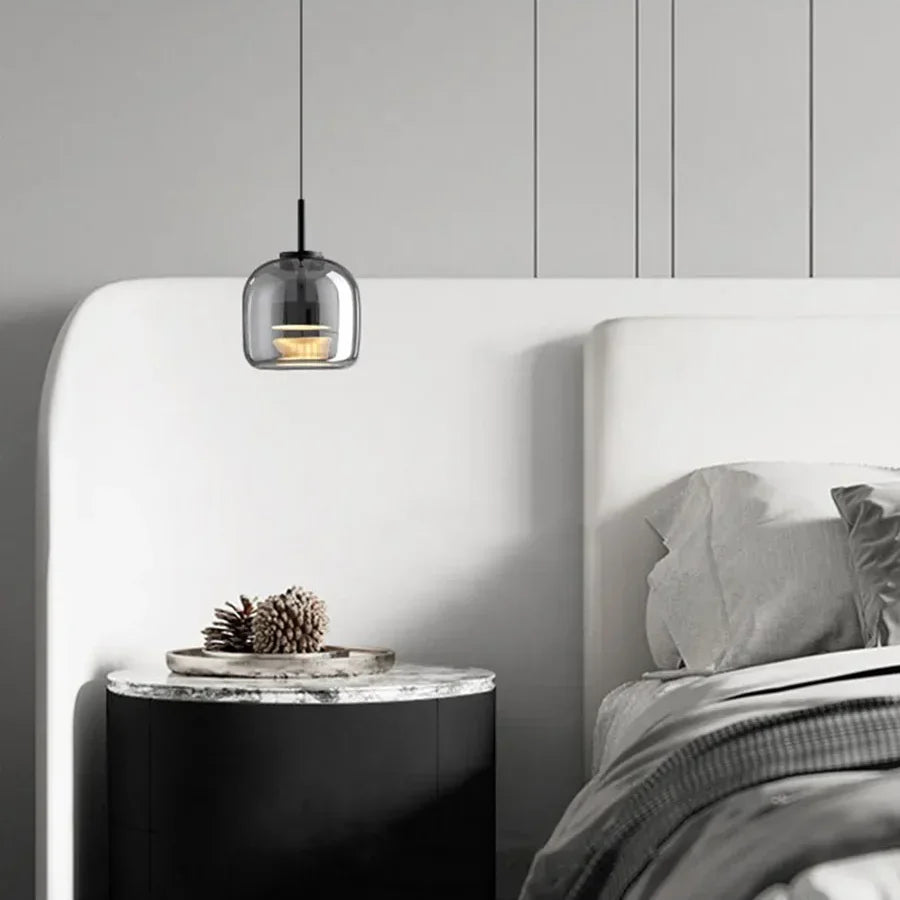 Nordische Hanglamp Glas LED Cognac Rookgrijs Scandinavisch