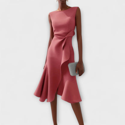 Midi Jurk Asymmetrisch Gedrapeerd Rood