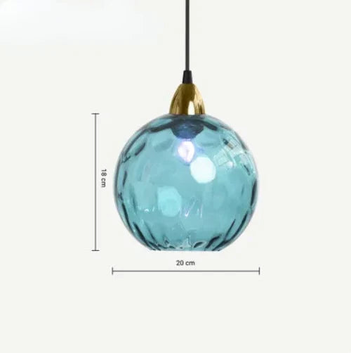Glazen Bol Hanglamp met Gekleurde Glaskap voor Eetkamer Woonkamer