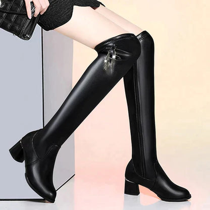Overknee Laarzen van Leer Warm en Comfortabel - StudioMarella