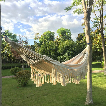 Handgemaakte Macramé Hangmat Tweepersoons Katoenen Touwwerk Balkon Veranda Tuin Terras