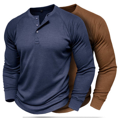 Heren T-shirt van Katoen met Waffle Patroon