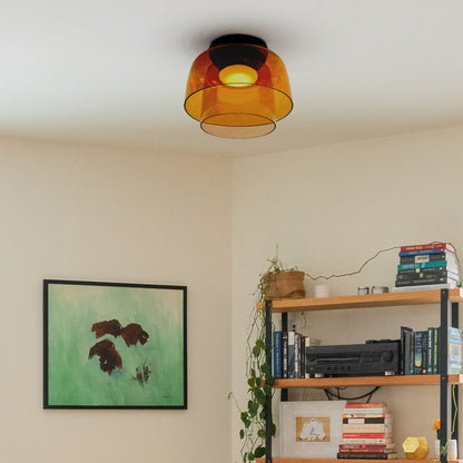 Design Glazen Plafondlamp met Gelaagde Structuur — Elegant Lichtspel voor Eetkamer, Woonkamer en Slaapkamer
