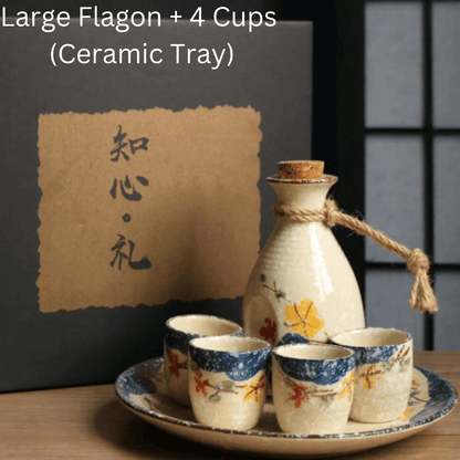 Japans Sakura Sake Serviesset met Karaf en Kopjes – Keramiek met Kersenbloesem Motief