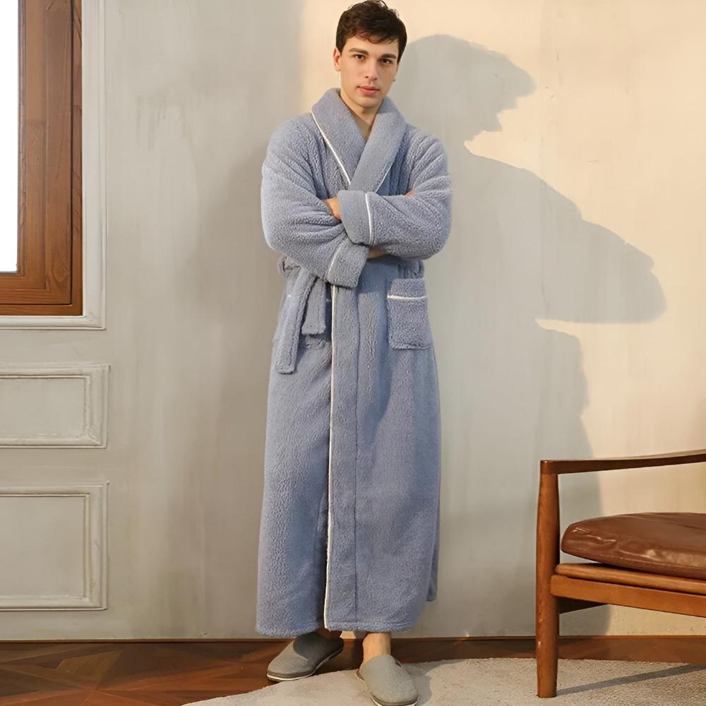 Sherpa Coral Fleece Badjas met Shawlkraag Unisex Loungewear Comfortabel Huis Huispak Zachte Fleece Ochtendjas