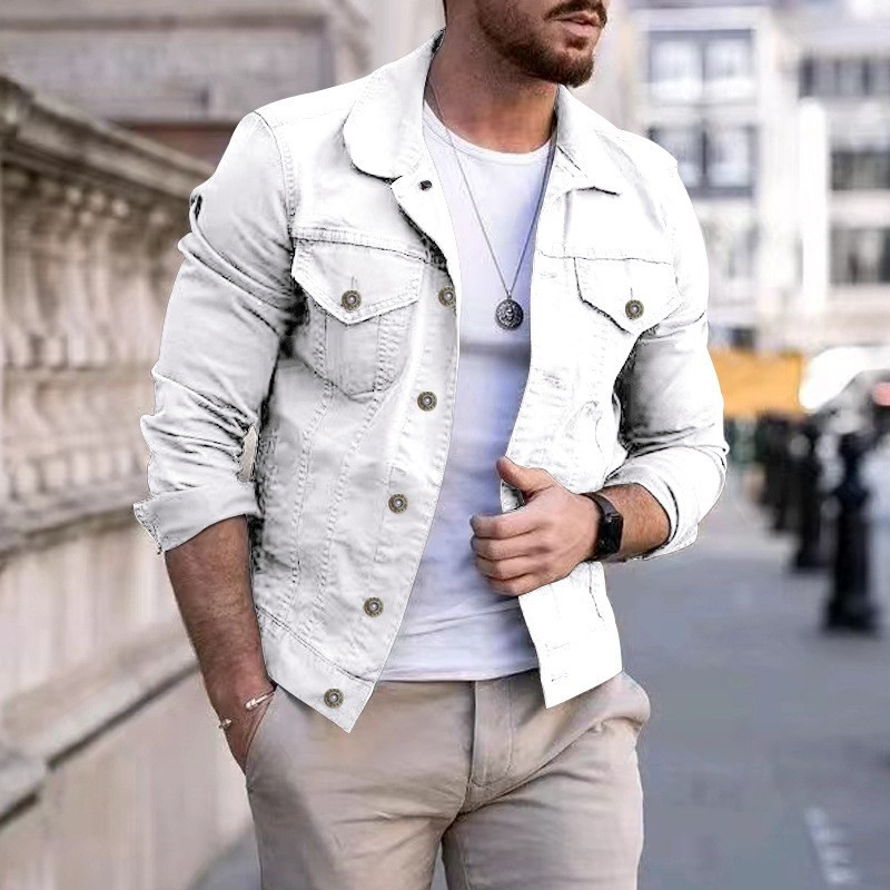 Blauwe Heren Jeansjas Casual Denim Jas