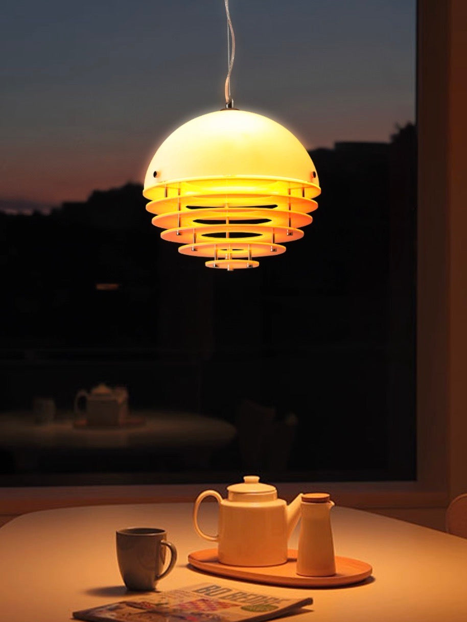 Stijlvolle Hanglamp Bauhaus Design Oranje-Wit Sfeerverlichting voor Moderne Interieurs