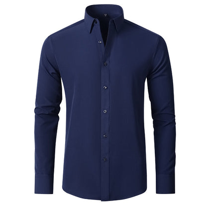 Herenshirt Lange Mouwen Slim Fit Stretch Met Stropdas
