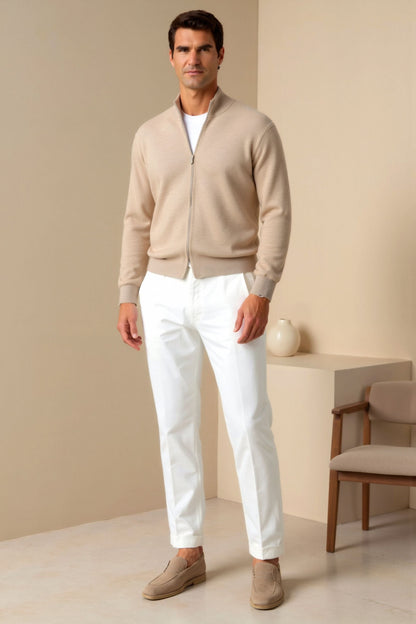 Witte Chino Broek Heren Slim Fit Moderne Stijl