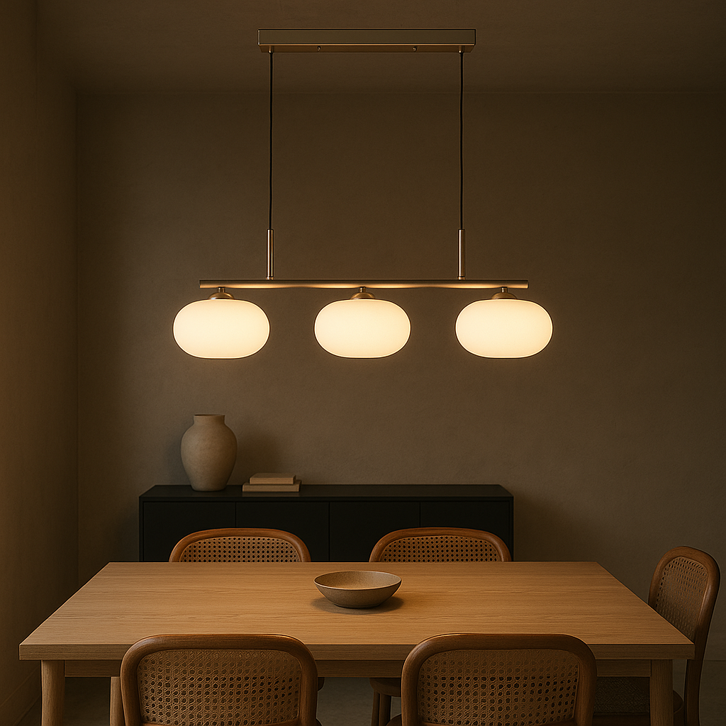 Bauhaus 3-kops hanglamp glas metaal zwart kookeiland eetkamer verlichting moderne design lamp minimalistisch interieur