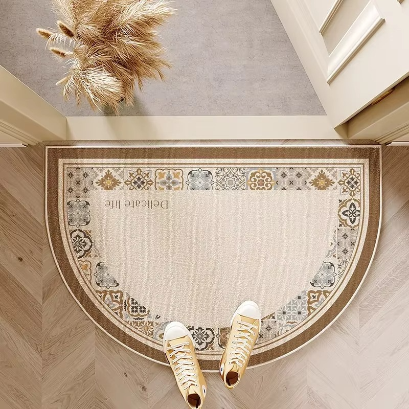 Halfronde Deurmat Buiten 60x90 cm Gestreept Antislip Voordeurmat Binnen Entree Terras Drempel Velvet Weerbestendig
