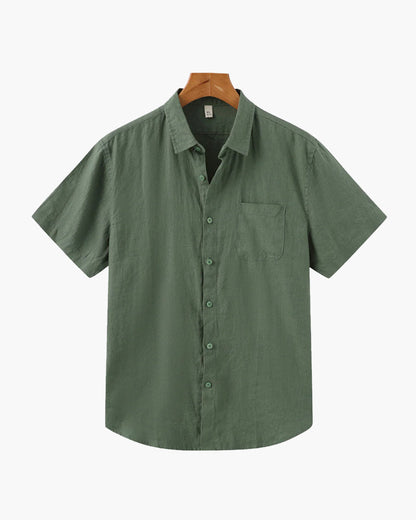 Heren Zomer Shirt Linnen Korte Mouwen met Borstzak