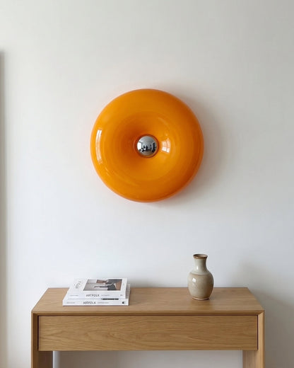 NARA Sculptural Donut Lamp met 3 Kleurtemperaturen – Dimbare Glazen Tafellamp Bauhaus Design Touch Control Wandmonteerbaar Ambient Lighting