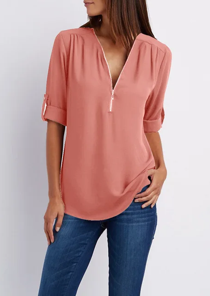 Vrouwelijke Blouse Elegante met Rits van Polyester en Elastaan