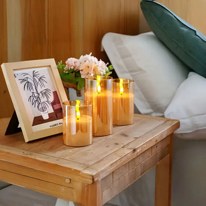 LED kaarsen met afstandsbediening glas zwart sfeer verlichting set timer modern interieur woonkamer slaapkamer decoratie realistisch vlam effect