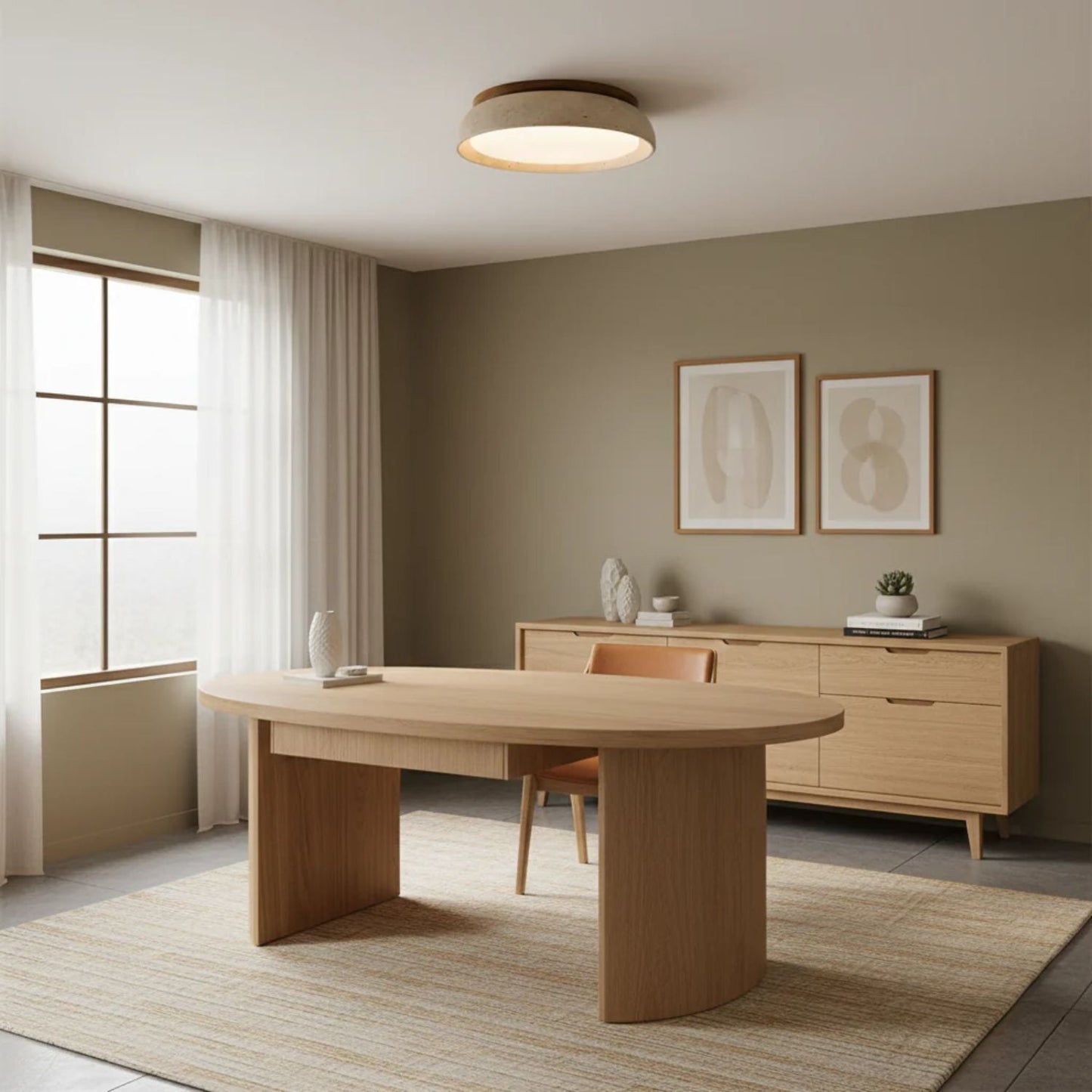 Depiara plafondlamp travertin hout LED 3000K beige plafondverlichting woonkamer slaapkamer hal badkamer modern minimalistisch