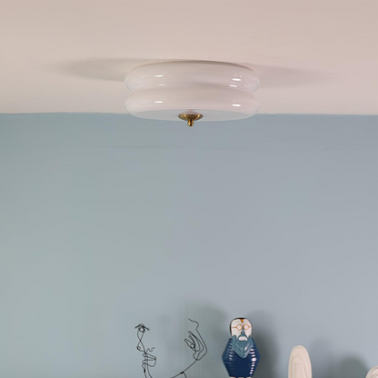 LED plafondlamp glas metaal crème 13 cm slaapkamer woonkamer art deco plafondverlichting rond warm licht neutraal licht wit licht