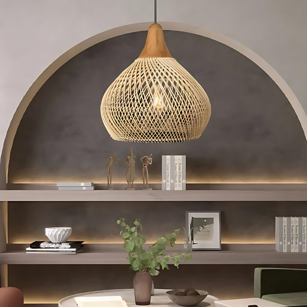 Rotan Hanglamp Boho Natuur Ø40 Ø50 Ø60 Zwart Of Naturel LED