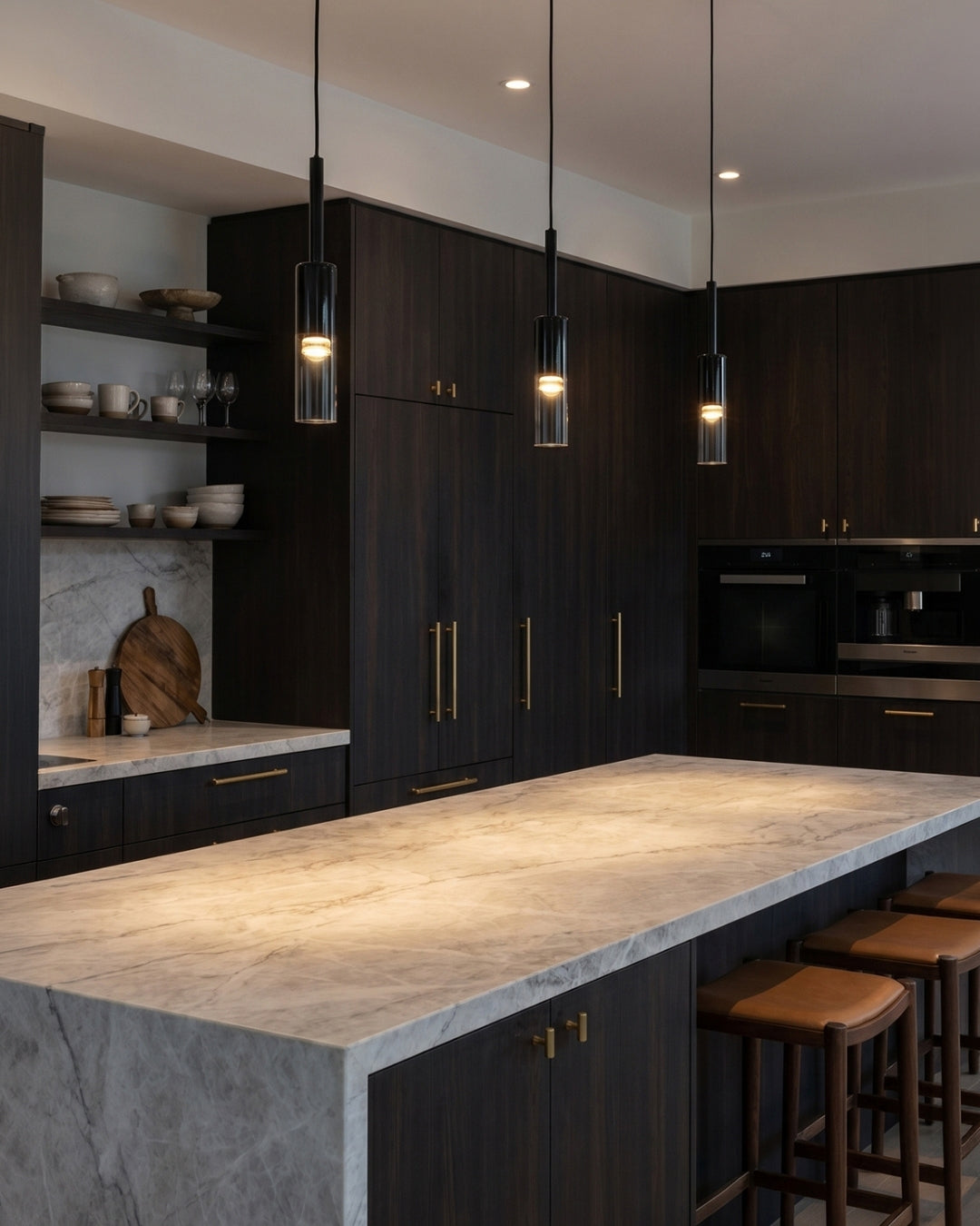 Gerookte Glazen Hanglamp met Minimalistische Metalen Structuur – Moderne Sfeerverlichting voor Eetkamer, Slaapkamer en Woonkamer