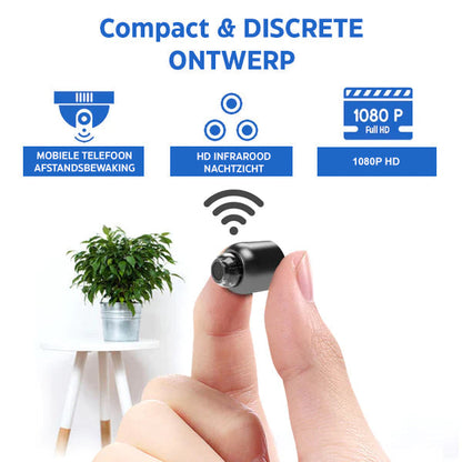 Compacte Beveiligingscamera Full HD 1080p WiFi Nachtzicht met Bewegingsdetectie voor Thuisbewaking en Kinderopvang